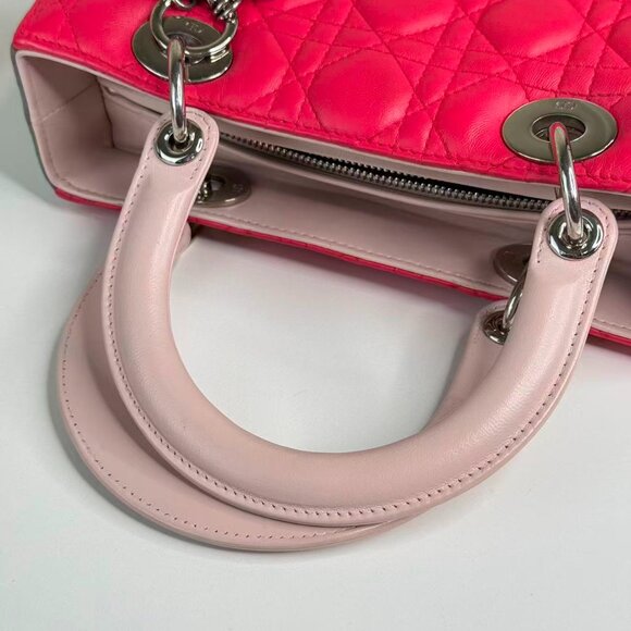 Dior Tri color Medium Lady Dior Shoulder Bag with Pink Quilted Design - Picture 7 of 9